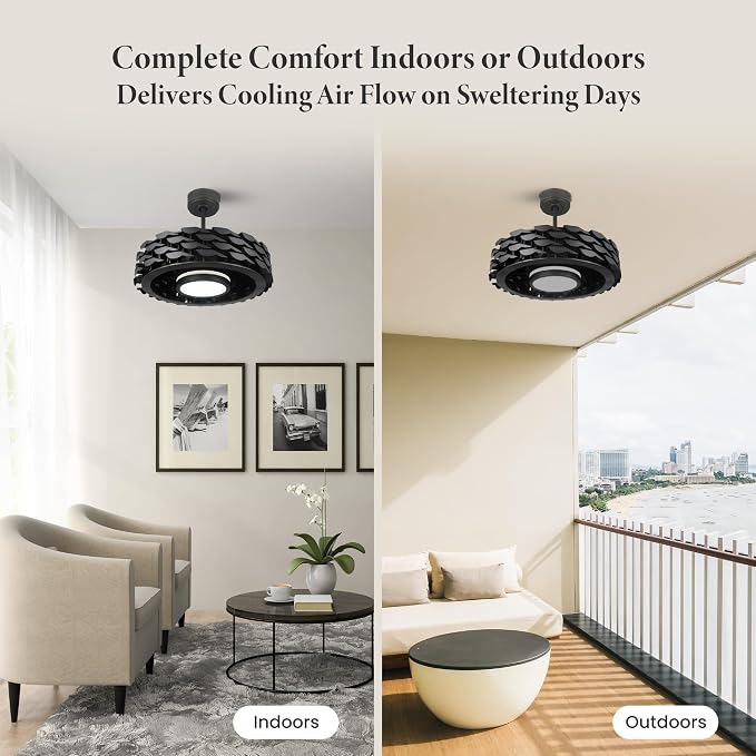Bladeless Ceiling Fan with Lights & Remote – 21" Low-Profile LUMIO Downrod or Flush Mount Ceiling Fan with Lights for Bedroom