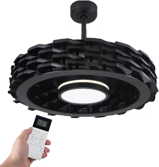 Bladeless Ceiling Fan with Lights & Remote – LUMIO 28" Low-Profile Downrod or Flush Mount Ceiling Fan with Lights for Bedroom