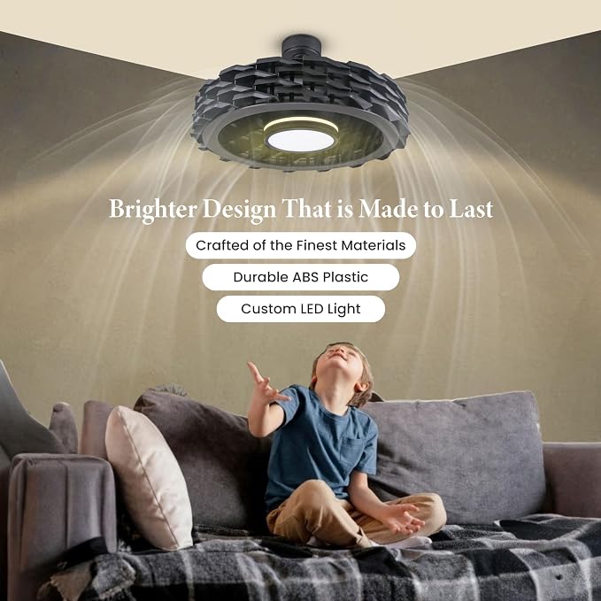 Bladeless Ceiling Fan with Lights & Remote – LUMIO 28" Low-Profile Downrod or Flush Mount Ceiling Fan with Lights for Bedroom