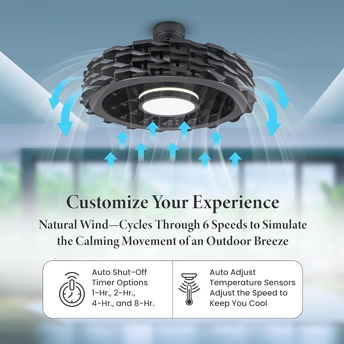 Bladeless Ceiling Fan with Lights & Remote – LUMIO 28" Low-Profile Downrod or Flush Mount Ceiling Fan with Lights for Bedroom