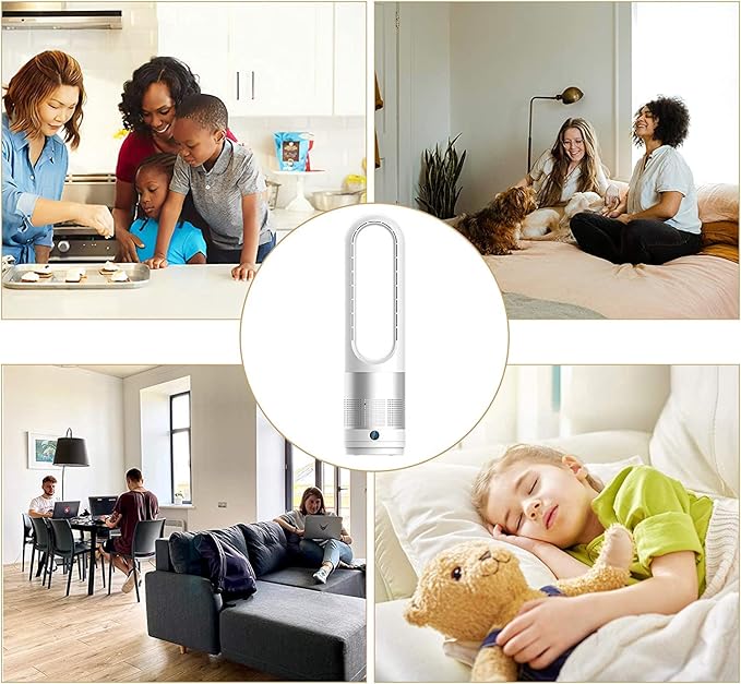 Bladeless Cooling Fan, 22 inch Tower Fan, 80° Oscillating Pedestal Fan with Remote Control, 8 Speeds, 8H Timer, LED Display