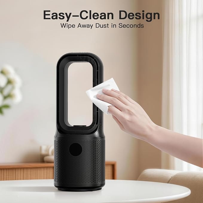 Bladeless Desk Fan, 5-Speed Small Table Fan with 3-Color Night Light, 72° Oscillation, 9-Hour Timer, alternate product view 6