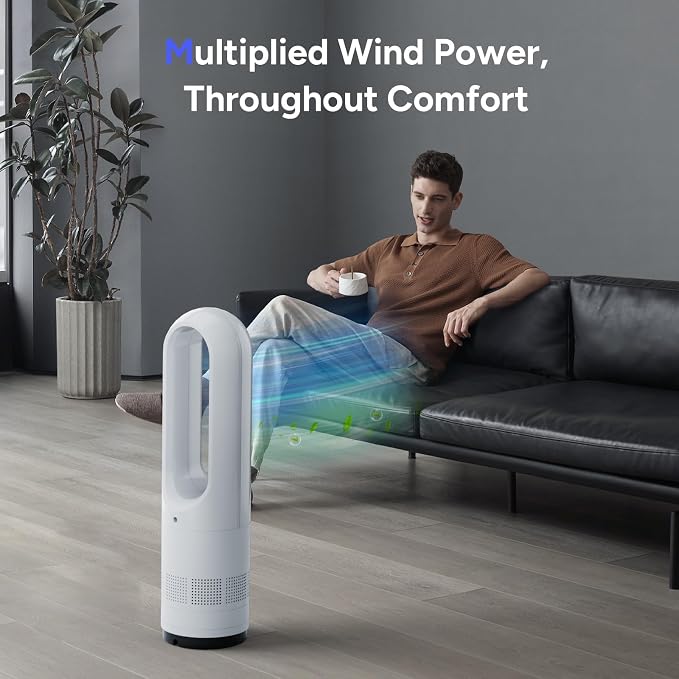 Bladeless Fan,22Inch Cooling Tower Fan 80° Oscillating with Remote, 9H Timer, 8 Speeds, Portable Quiet Cooling Fan for