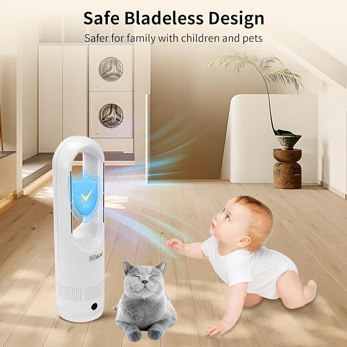 Bladeless Fan for Bedroom,Tower Cooling Fan,20dB Quiet,Standing Fans with Remote,Touch, LED Display Installation Free