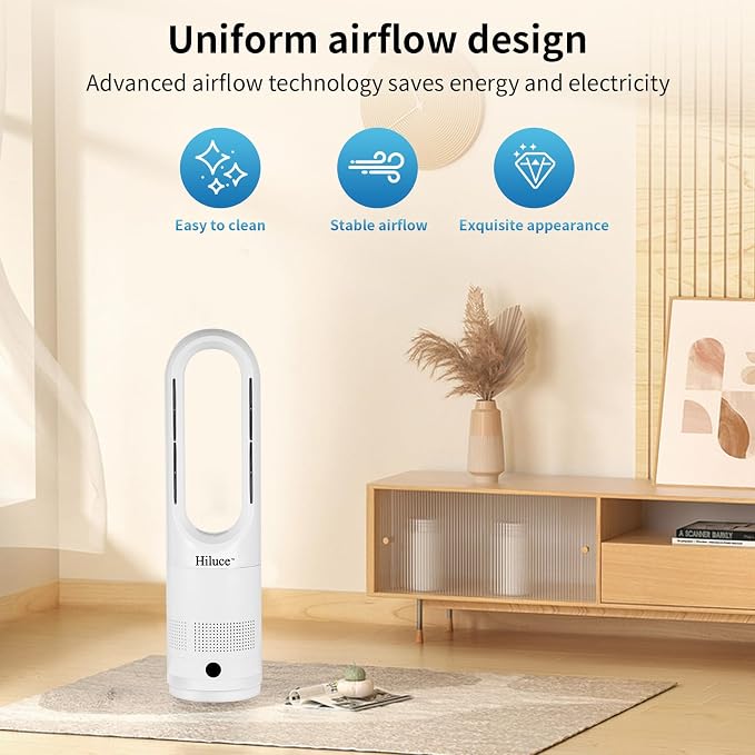 Bladeless Fan for Bedroom,Tower Cooling Fan,20dB Quiet,Standing Fans with Remote,Touch, LED Display Installation Free