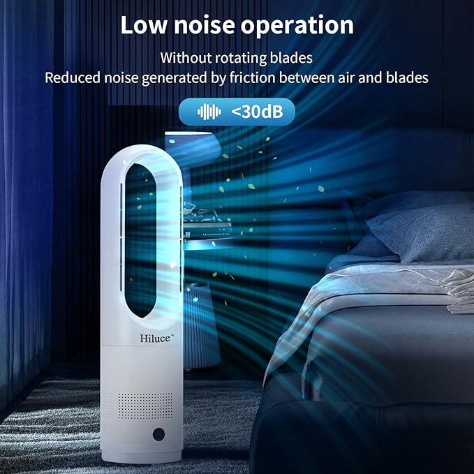 Bladeless Fan for Bedroom,Tower Cooling Fan,20dB Quiet,Standing Fans with Remote,Touch, LED Display Installation Free
