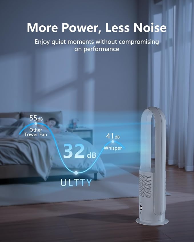Bladeless Fan with Air Purifier, Quiet Tower Fan with Remote, Touch, 9 Speeds, 8H Timer, HEPA Filter, alternate product view