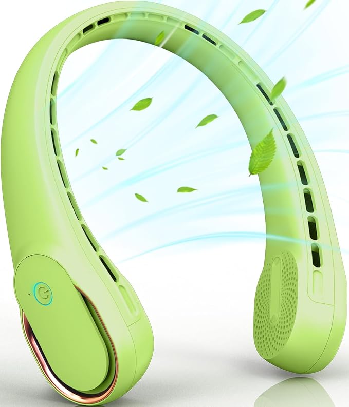 Bladeless Portable Neck Fan, 5200mAh, 3-Speed, 360° Surround Wind, Ultra-Quiet, USB Rechargeable, Wearable Portable Fan