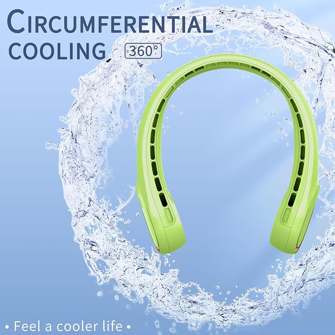 Bladeless Portable Neck Fan, 5200mAh, 3-Speed, 360° Surround Wind, Ultra-Quiet, USB Rechargeable, Wearable Portable Fan
