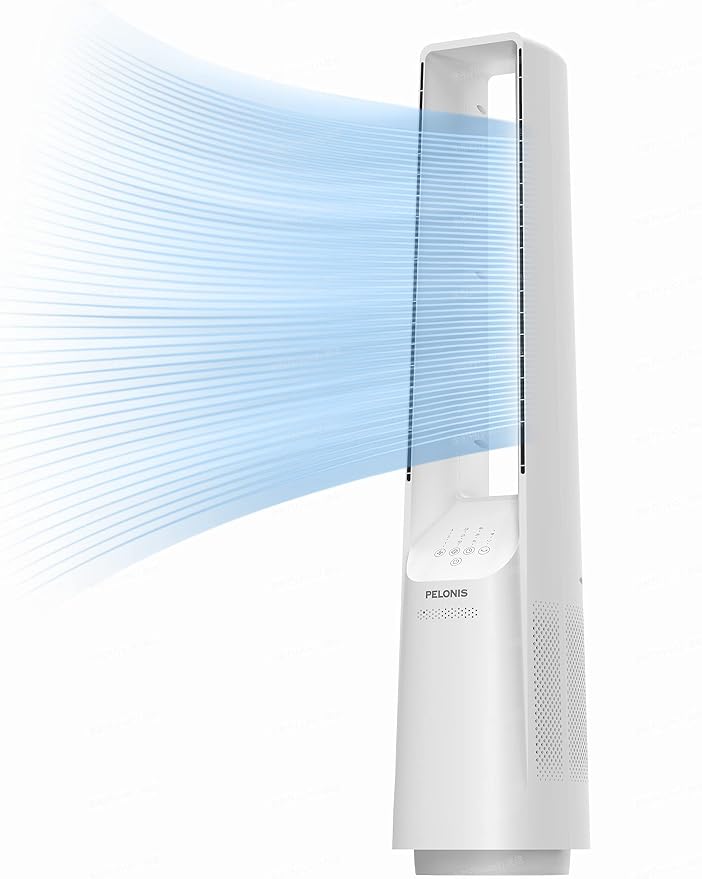 Bladeless Tower Fan with 26-33ft Powerful Airflow, Alexa and Google Compatible, 6-Speed Settings, Quiet DC Motor, 120°