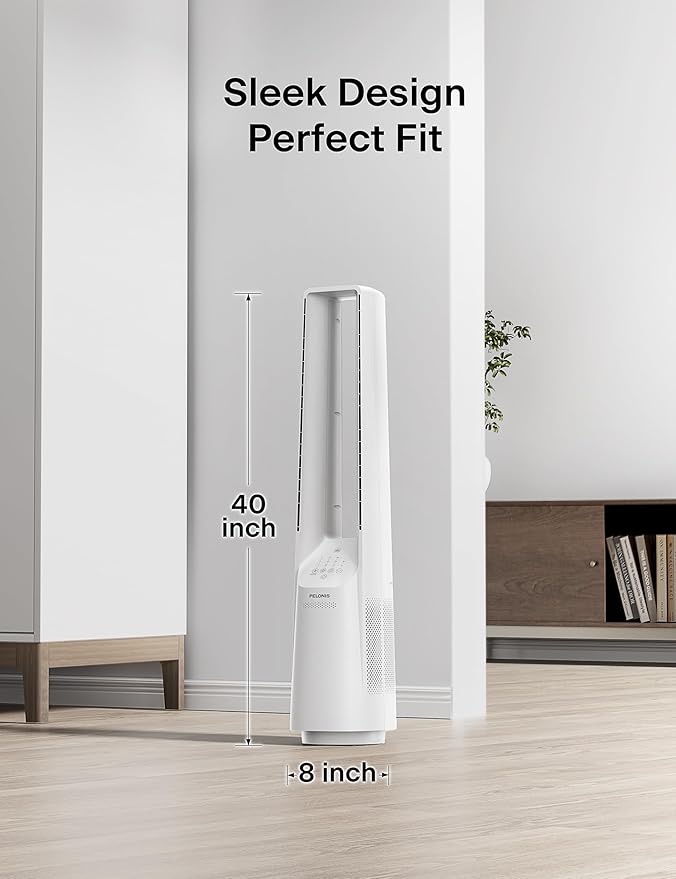 Bladeless Tower Fan with 26-33ft Powerful Airflow, Alexa and Google Compatible, 6-Speed Settings, Quiet DC Motor, 120°