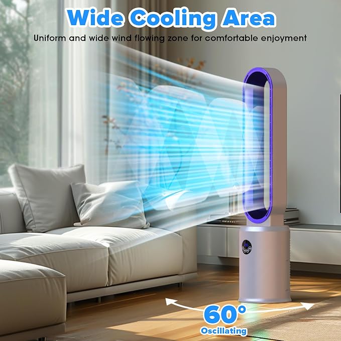 Bladeless Tower Fan with Remote, Air Circulator Cooling Fan for Indoor Use, 24 Speeds Settings, 12 Timer, alternate product