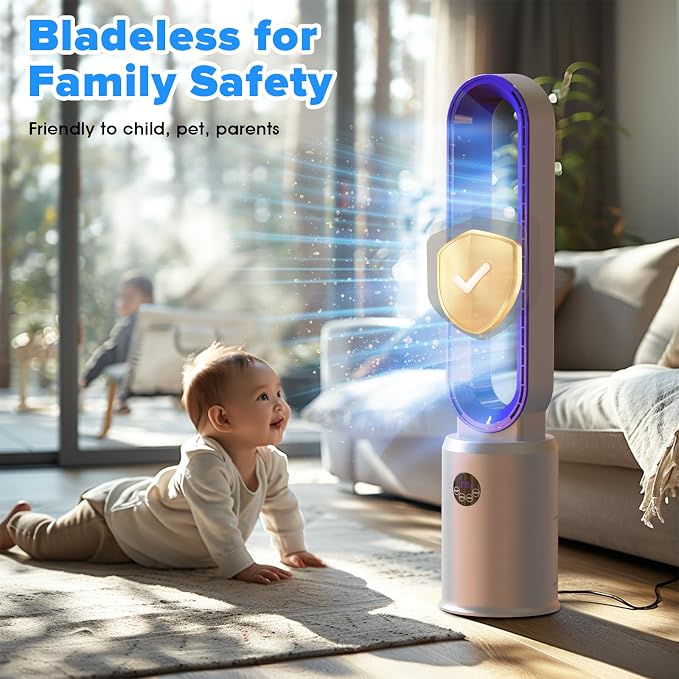 Bladeless Tower Fan with Remote, Air Circulator Cooling Fan for Indoor Use, 24 Speeds Settings, 12 Timer, alternate product