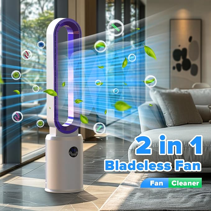 Bladeless Tower Fan with Remote, Air Circulator Cooling Fan for Indoor Use, 24 Speeds Settings, 12 Timer, alternate product