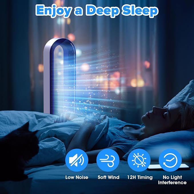 Bladeless Tower Fan with Remote, Air Circulator Cooling Fan for Indoor Use, 24 Speeds Settings, 12 Timer, alternate product