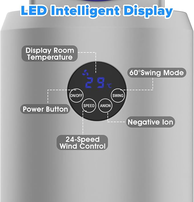 Bladeless Tower Fan with Remote, Air Circulator Cooling Fan for Indoor Use, 24 Speeds Settings, 12 Timer, alternate product