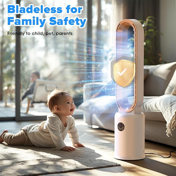 Bladeless Tower Fan with Remote, Air Circulator Cooling Fan for Indoor Use, 24 Speeds Settings, 12 Timer, alternate product
