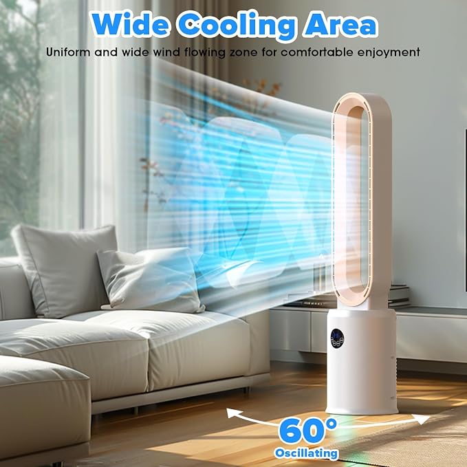 Bladeless Tower Fan with Remote, Air Circulator Cooling Fan for Indoor Use, 24 Speeds Settings, 12 Timer, alternate product