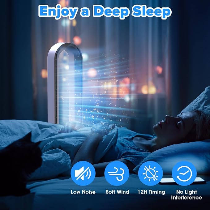 Bladeless Tower Fan with Remote, Air Circulator Cooling Fan for Indoor Use, 24 Speeds Settings, 12 Timer, alternate product