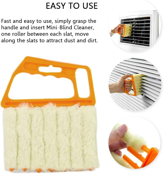 Blind Cleaner Brush, Blinds Dust Shutters, Mini Washable & Removable Window Air Conditioner Duster With 7 Slat Handheld