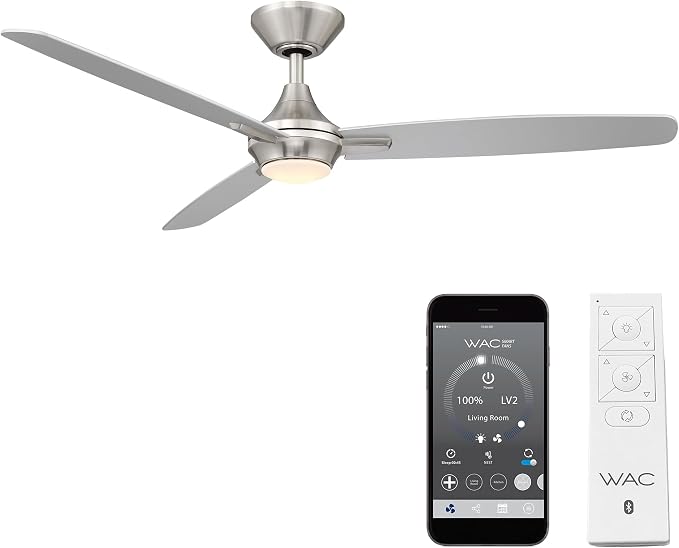 Blitzen 3-Blade Aluminum Smart Ceiling Fan in Brushed Nickel, product image