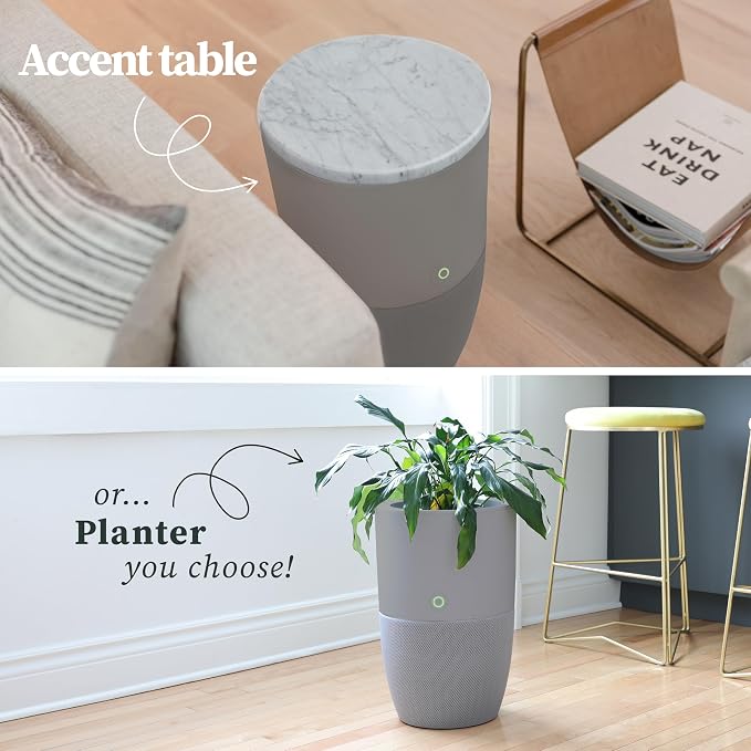 BloomTM Air Purifier for Large Rooms with Planter or Custom Accent Table Design | For Home, Bedroom, Office, Dust, Pets | H13