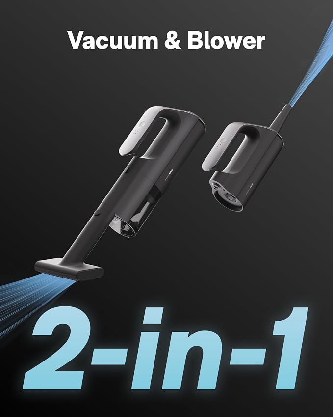 BlowVacTM Handheld Vacuum Cordless, Car Vacuum Cleaner with 23000Pa High Power, 3 Suction Modes, Electric Compressed Air