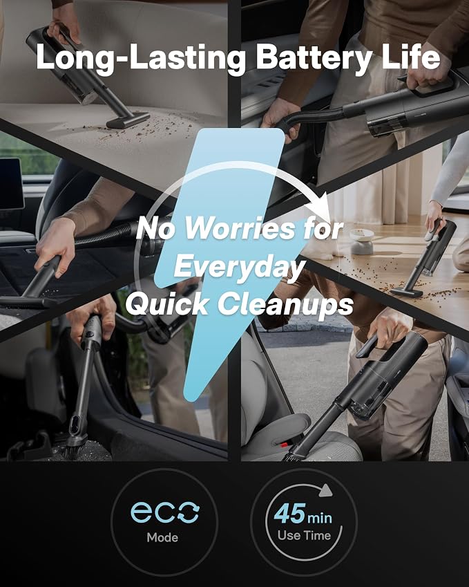 BlowVacTM Handheld Vacuum Cordless, Car Vacuum Cleaner with 23000Pa High Power, 3 Suction Modes, Electric Compressed Air