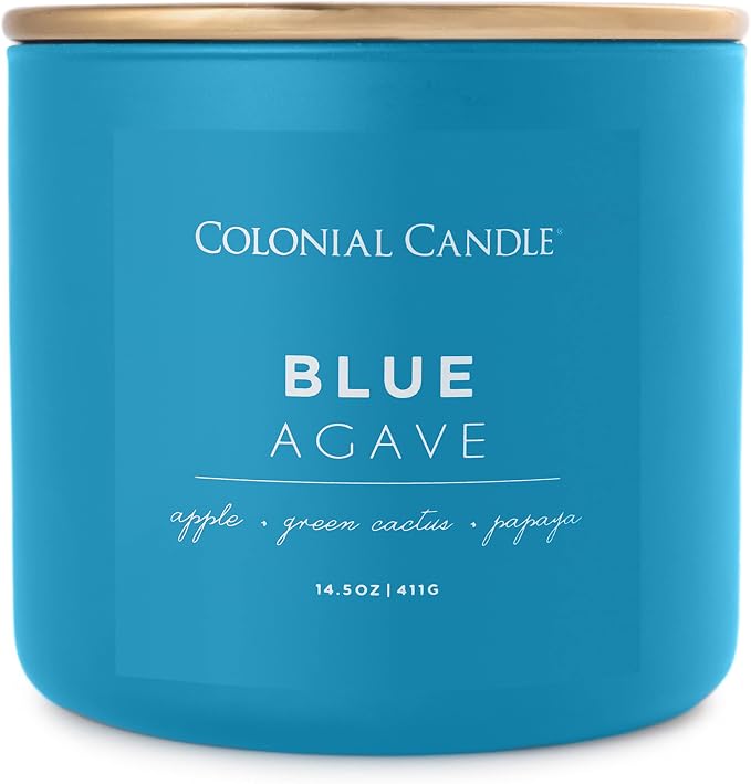 Blue Agave Scented Jar Candle, Pop of Color Collection, 3 Wick, 14.5 oz - Up to 60 Hours Burn, product image