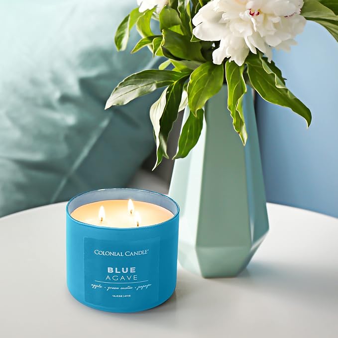 Blue Agave Scented Jar Candle, Pop of Color Collection, 3 Wick, 14.5 oz - Up to 60 Hours Burn, alternate product view 3