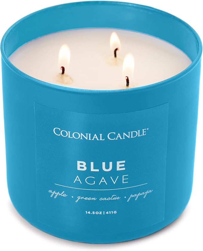 Blue Agave Scented Jar Candle, Pop of Color Collection, 3 Wick, 14.5 oz - Up to 60 Hours Burn, alternate product view 4