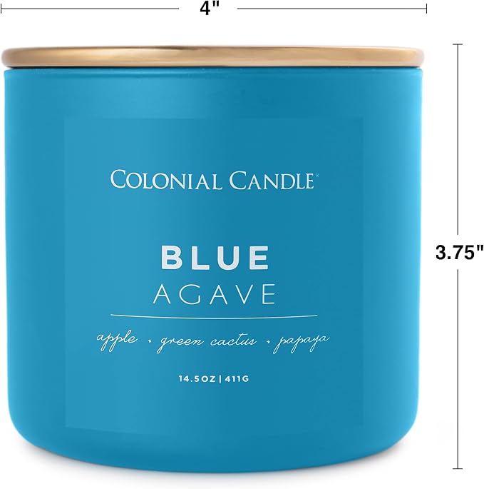 Blue Agave Scented Jar Candle, Pop of Color Collection, 3 Wick, 14.5 oz - Up to 60 Hours Burn, alternate product view 6