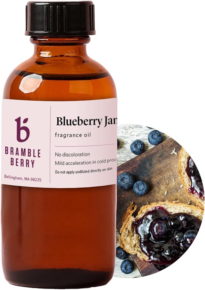 Blueberry Jam Fragrance Oil 2 oz | Sweet Berry Scent with Almond, Citrus & Demerara Sugar for Soap Making, Candles, Lotion, &