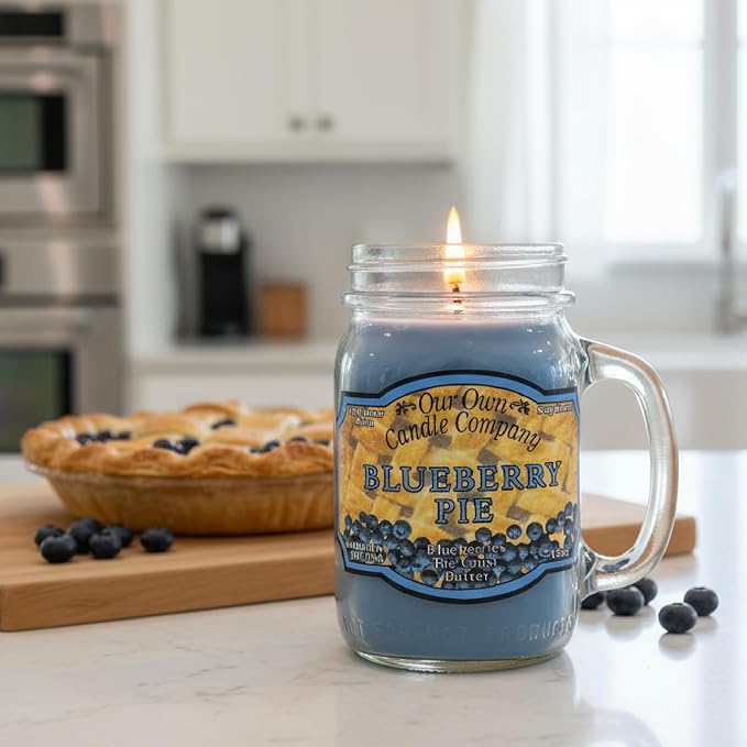Blueberry Pie Scented Mason Jar Candle, 100 Hour Burn Time, 13 Ounces, alternate product view 3
