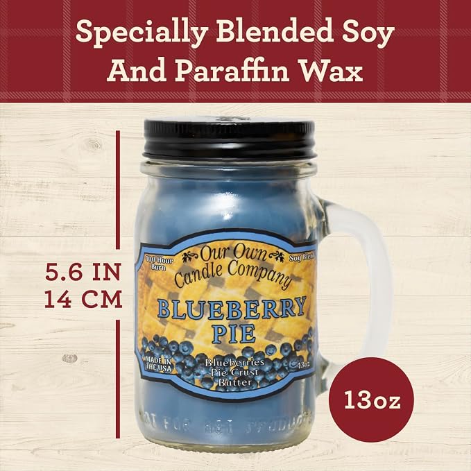 Blueberry Pie Scented Mason Jar Candle, 100 Hour Burn Time, 13 Ounces, alternate product view 4