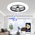 Bluetooth Bladeless Ceiling Fan with Speaker, Low Profile Ceiling Fan with Light and Remote/APP Control,6 Speeds Reversible 3
