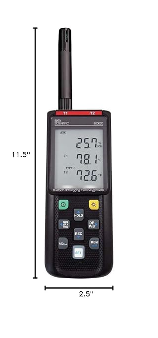 Bluetooth Datalogging Thermo-Hygrometer 800020 - Wireless Temperature & Humidity Logger with Dew Point & Wet Bulb Readings