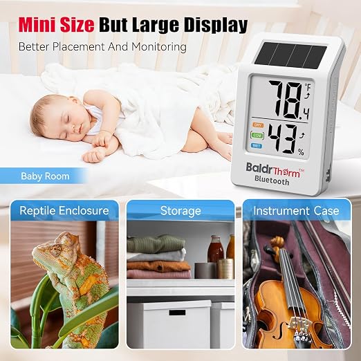Bluetooth Thermometer Wireless, Smart Thermometer with App Control, 200ft Coverage, Offline Storage, Trend Charts, Real-Time