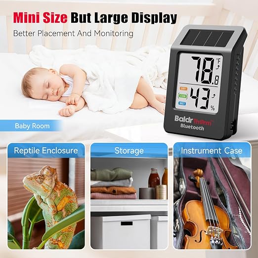 Bluetooth Thermometer Wireless, Smart Thermometer with App Control, 200ft Coverage, Offline Storage, Trend Charts, Real-Time