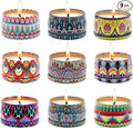 Bohemian Scented Candle for Christmas Thanksgiving Housewarming Gift, Set of 9 2.2oz Aromatherapy Candle for Stress Relief