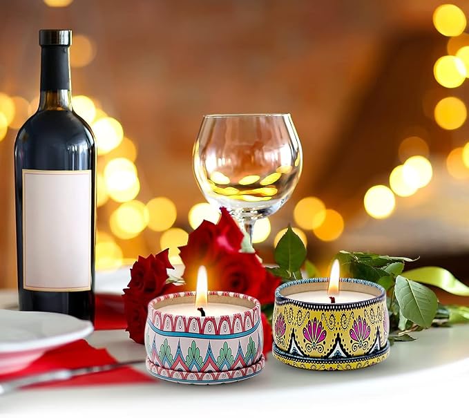 Bohemian Scented Candle for Christmas Thanksgiving Housewarming Gift, Set of 9 2.2oz Aromatherapy Candle for Stress Relief
