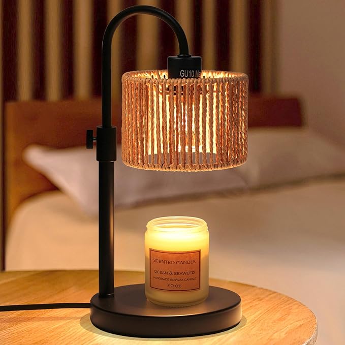 Boho Candle Warmer Lamp, Adjustable Height Candle Wax Warmer with Timer, Candle Lamp Warmer for Jar Candles, House Warming
