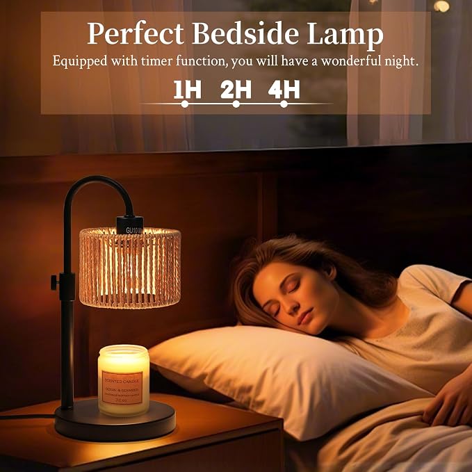 Boho Candle Warmer Lamp, Adjustable Height Candle Wax Warmer with Timer, Candle Lamp Warmer for Jar Candles, House Warming
