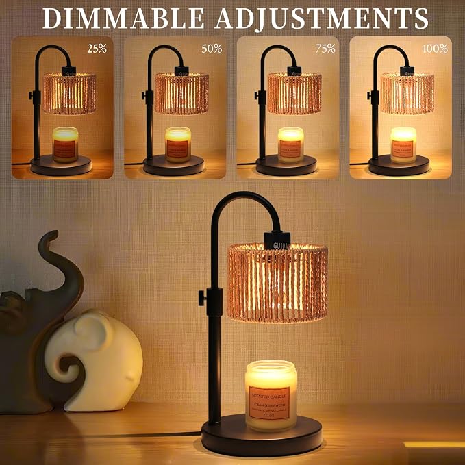 Boho Candle Warmer Lamp, Adjustable Height Candle Wax Warmer with Timer, Candle Lamp Warmer for Jar Candles, House Warming