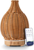 Boho Essential Oil Diffuser for Home Rattan Weaving with Remote Control, 100mL 7 Changing Color Lights Ultrasonic Aroma