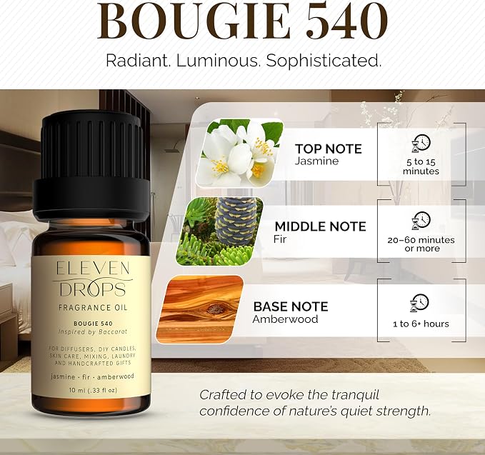 Bougie 540 Diffuser Oil – Premium Fragrance Oil with Radiant Amber & Jasmine Notes – Elegant Aroma for Cold Air Diffusers