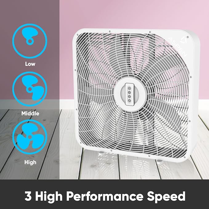 Box Fan 20 Inch with remote control Small Box Fans, Home Window Box Fans 3 Speed Quiet Most Powerful Window Fans for Home
