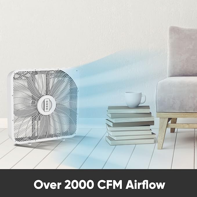 Box Fan 20 Inch with remote control Small Box Fans, Home Window Box Fans 3 Speed Quiet Most Powerful Window Fans for Home
