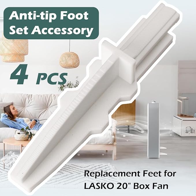 Box Fan Replacement Feet for 20" Box Fan Feet,Stronger Than Original,Anti-Tip Foot Set Accessory, 2 Sets of 2 Feet, 4