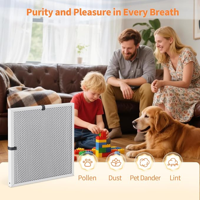2-Pack 18x18x1 MERV 8 Reusable & Washable Electrostatic Air Filters - Long-Lasting Filter for HVAC